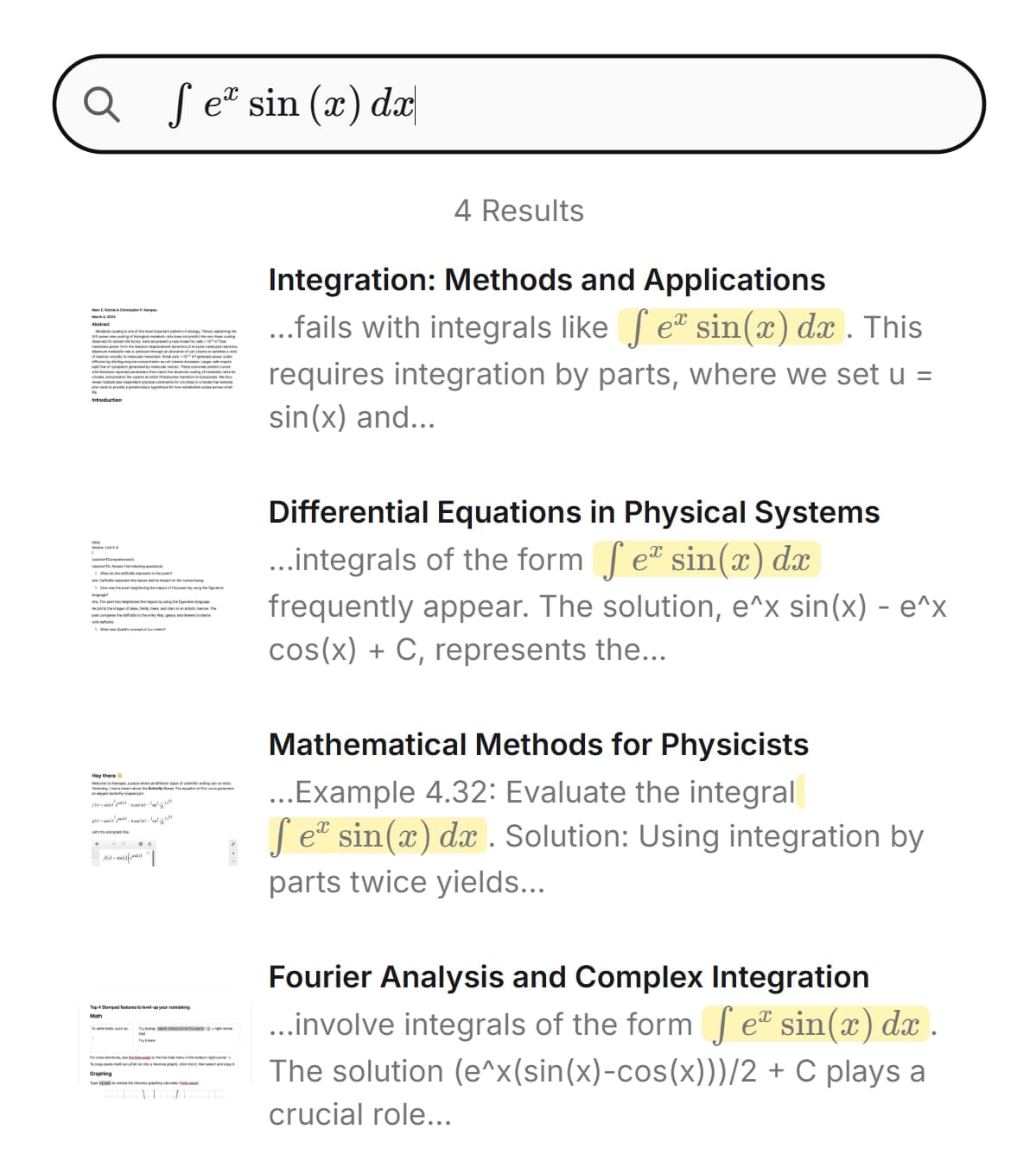 Searching for STEM documents using math search, equation search, latex search, and more.